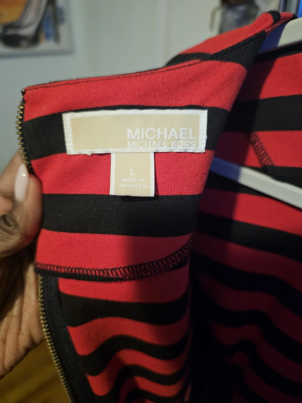 Michael Kors Long Sleeve Red And Black Dress Size L